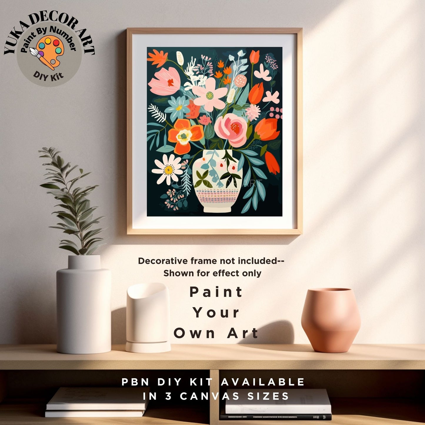 Floral Modern PAINT by NUMBER Kit for Adults Still life Vase Flowers DIY Easy Beginners Painting Kit Matisse Style Art Gift