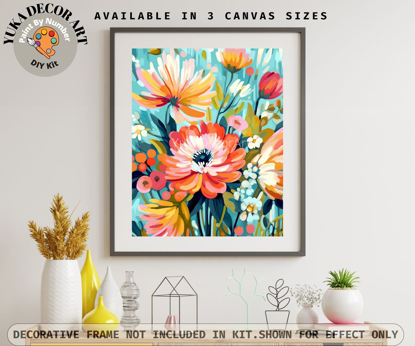 Spring Flowers PAINT by NUMBERS Kit for Adults  Modern Freestyle Art Easy Beginner Acrylic DIY Paint Kit Art Gift for Mom