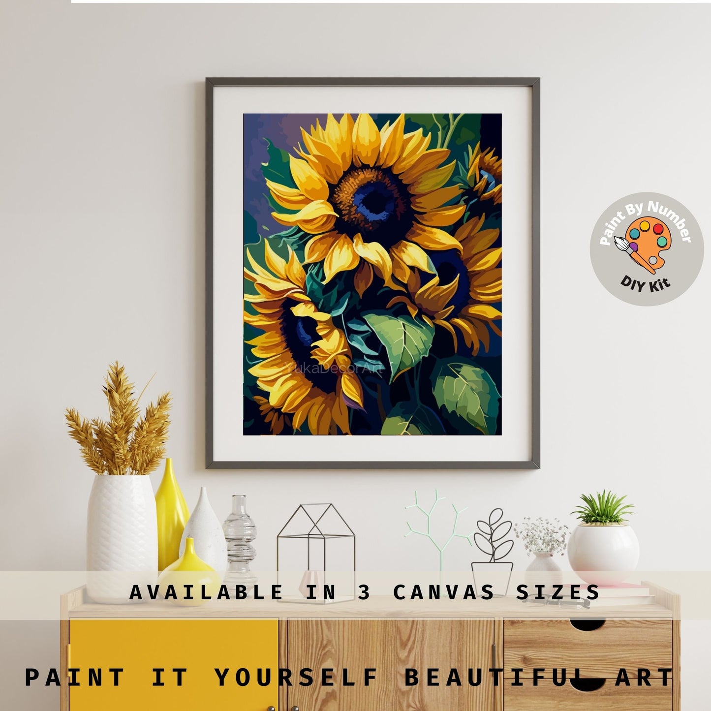 Sunflower PAINT by NUMBER Kit For Adults Floral Art Canvas Diy Easy Beginner's Acrylic Paint DIY Kit Wall Art Mom Gift Bday