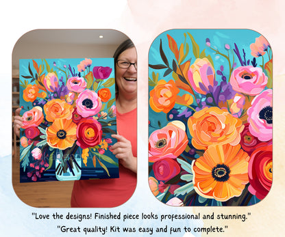 Springflowers PAINT by NUMBER Kit Adults | Set Of 2 | WildFlowers In Vase DIY Painting Easy Beginners Hobby Kit Wall Art Birthday Gift  Mom