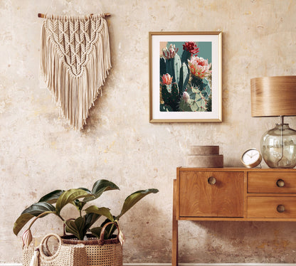 Cactus PAINT by NUMBER Kit for Adults Flowers Botanical Art Easy Acrylic Paint DIY Kit Gift for Mom Grandma Country Ranch Decor Housewarming