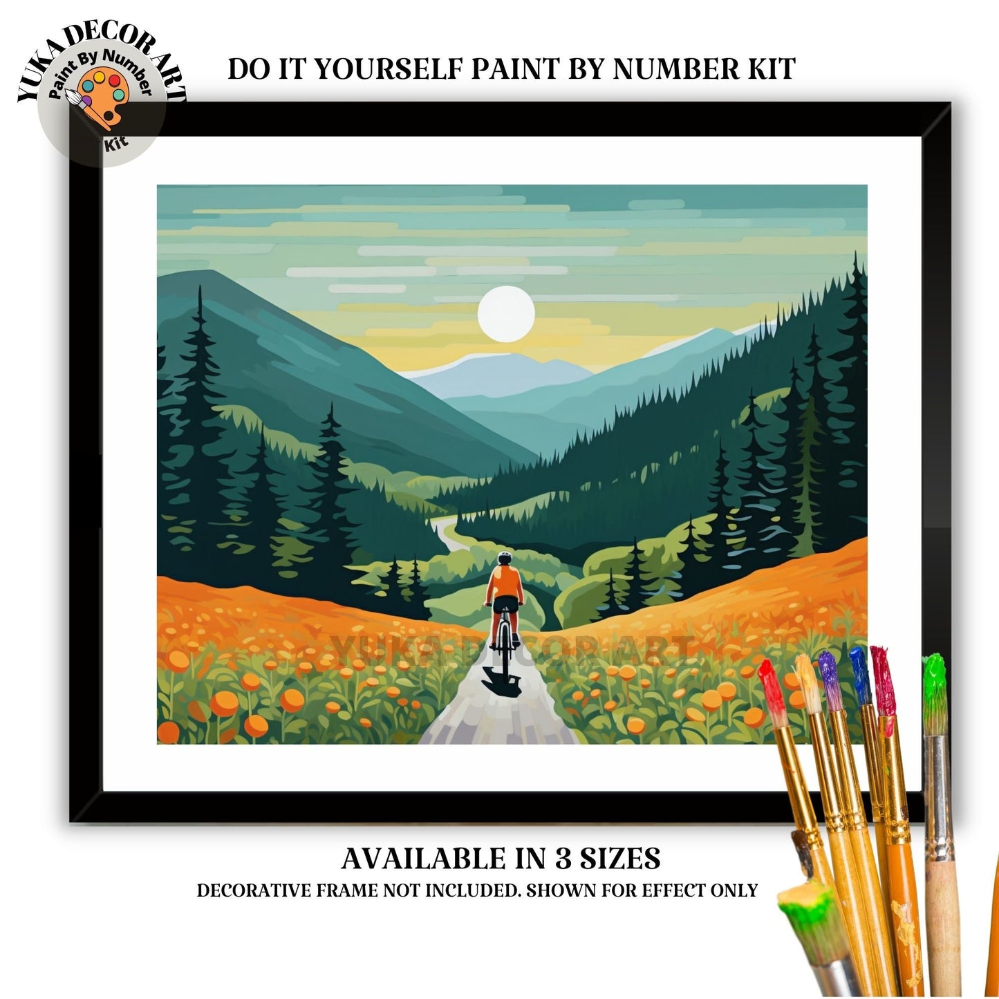 Adult PAINT by NUMBERS Kit Cyclist In Mountain Valley Landscape Minimalist DIY Art Easy Beginner Painting Birthday Custom Gift Mom Sister