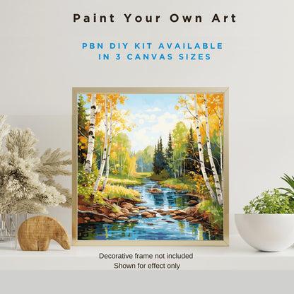Fall Landscape PAINT by NUMBER Kit for Adult Forest River Canvas Art Easy Beginner Acrylic Painting DIY Kits | Custom  Gift For Girlfriend