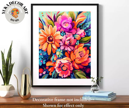 Garden Flower PAINT by NUMBERS Kit for Adults Abstract Flowers Paint Kit Easy Beginners Acrylic Paint DIY Kit Gift for Mom