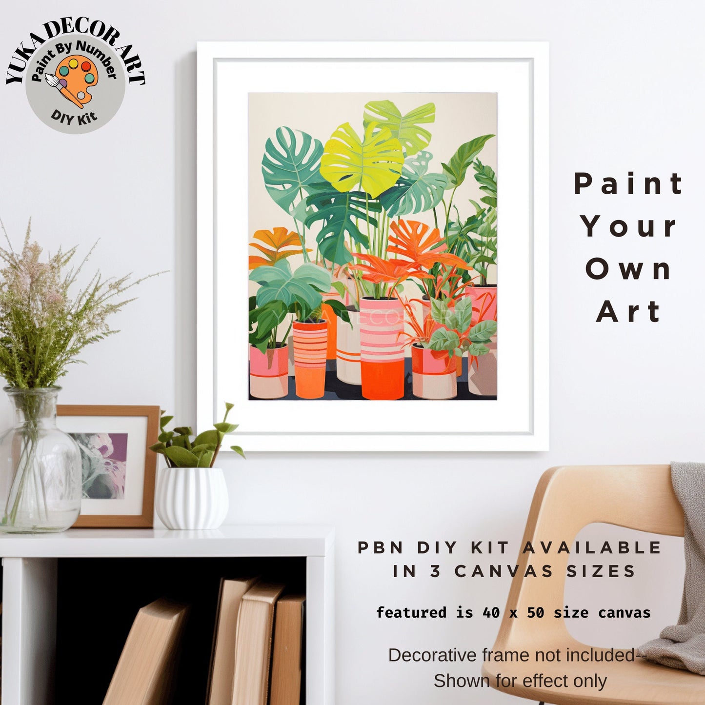 Greenhouse Art Paint By Number Kit Garden Plants DIY Paint by Numbers For Adult,Green House Plant Paint by Number Botanical Floral Art