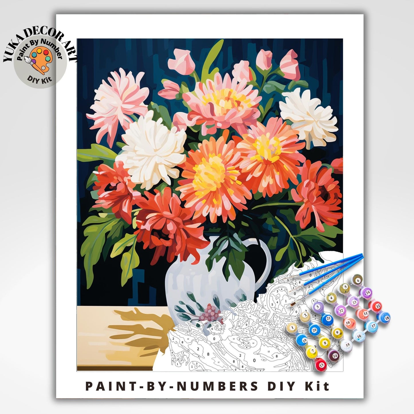 Country Floral PAINT by NUMBER Kit Adult Painting DIY by Numbers Craft Set Easy Beginners Birthday Gift For Mom Girlfriend