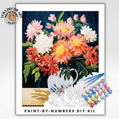 Country Floral PAINT by NUMBER Kit Adult Painting DIY by Numbers Craft Set Easy Beginners Birthday Gift For Mom Girlfriend