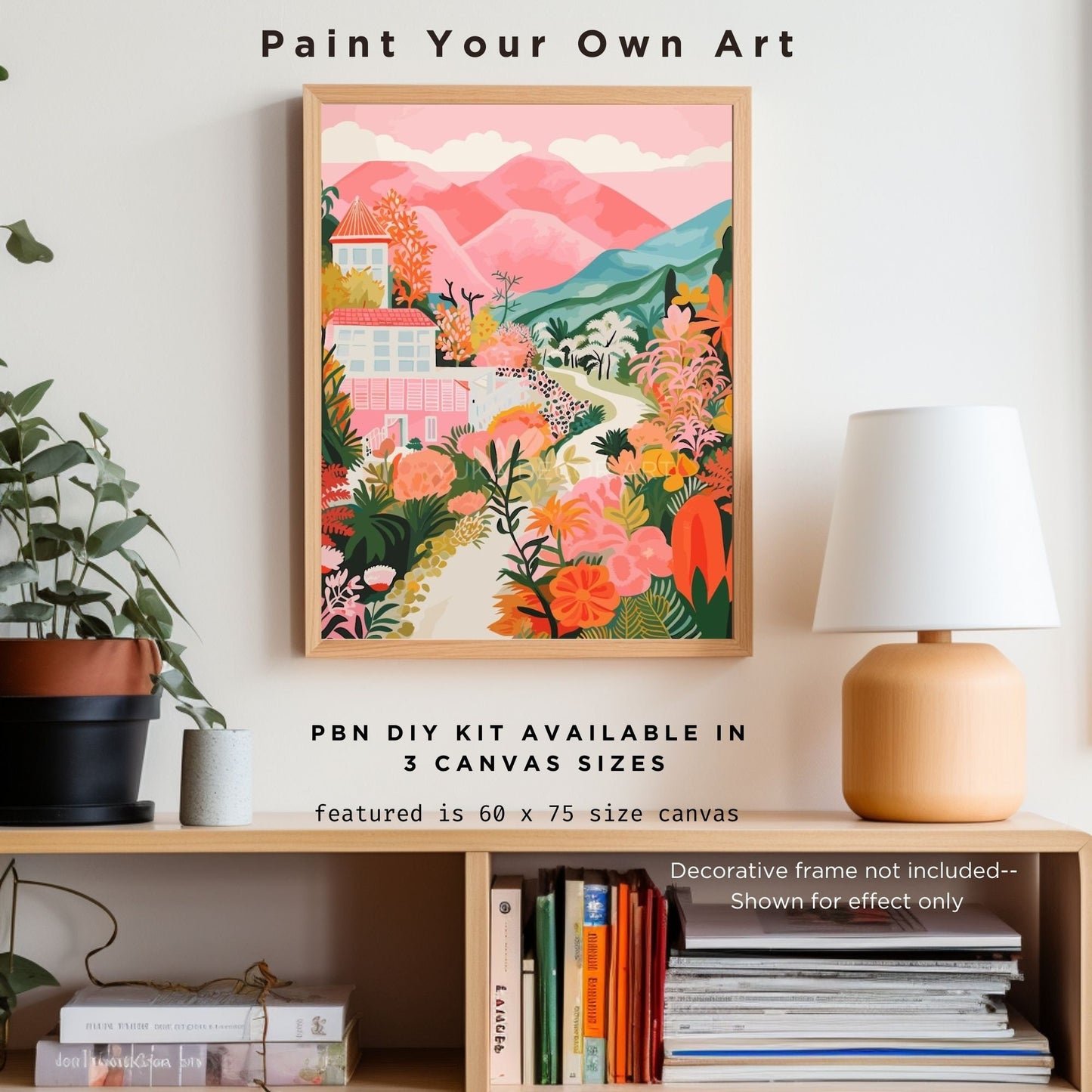 Mountain PAINT by NUMBERS Kit Adult  Flowers Pastel Colors Naive Art Landscape Minimalist DIY Painting  Beginners Fun Paint Gift Girlfriend