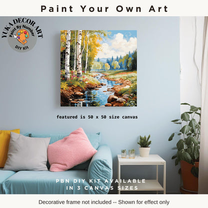 Mountain Stream PAINT by NUMBER Kit for Adult Forest River Landscape Easy Beginner Acrylic Painting DIY Kits Art Canvas Gift For Mom Dad