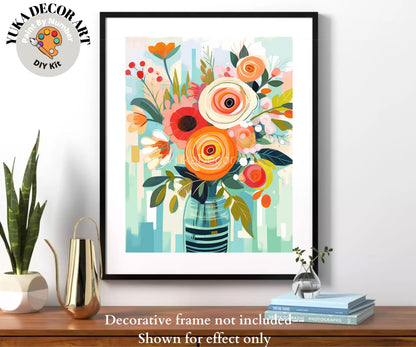 Flower Vase PAINT by NUMBER Kit for Adults Spring Flowers Painting Easy Beginners Acrylic Paint DIY Kit Gift For Girlfriend