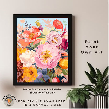 Flowers PAINT by NUMBER Kit for Adults Wildflowers Garden DIY Painting Floral Easy Beginners Painting Hobby Kit Decor Gift