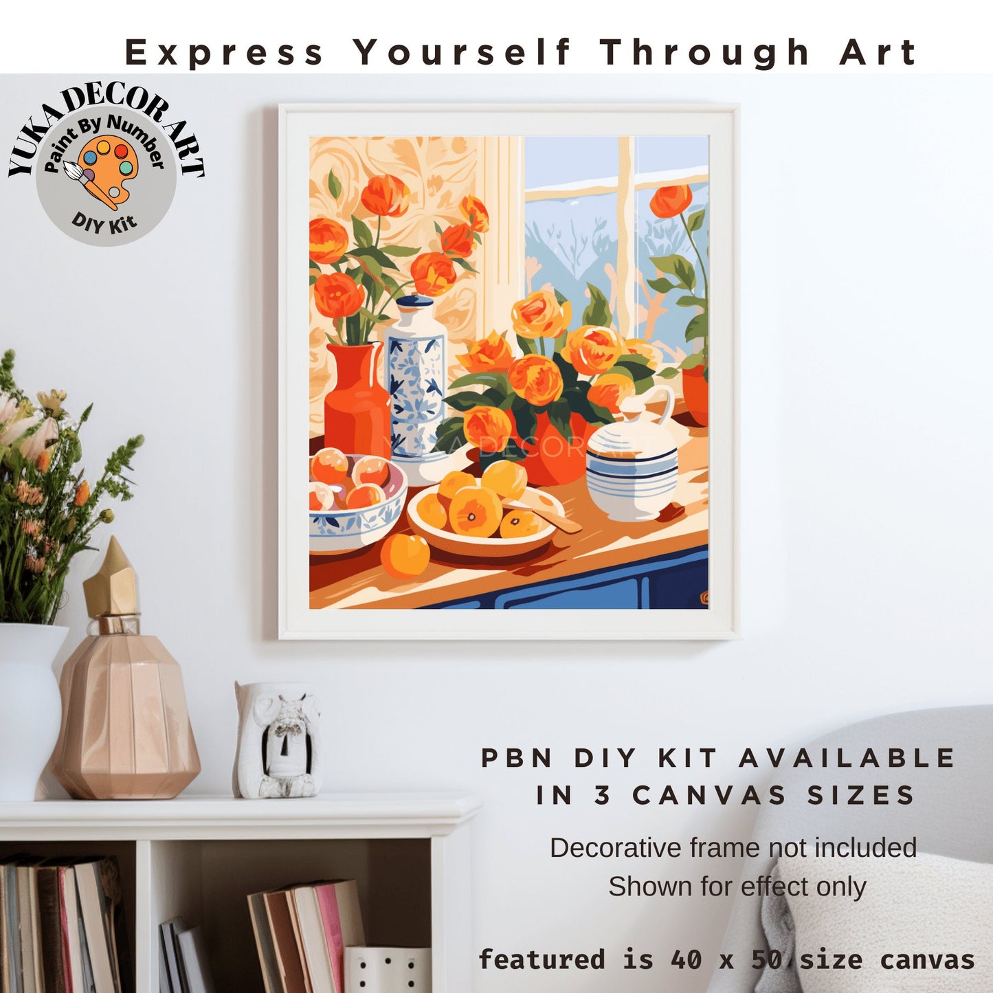 Minimalist Art PAINT by NUMBER Kit Adult Vibrant Kitchen Decor Easy Beginner Acrylic Painting DIY Art Kit Gift For Mom Dad