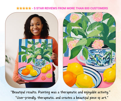 PAINT by NUMBER Kit Adult, Tablescape Kitchen Art , Oranges and Vase Still life Beginner Acrylic Painting DIY Kit Gift for Mom Grandmom Aunt