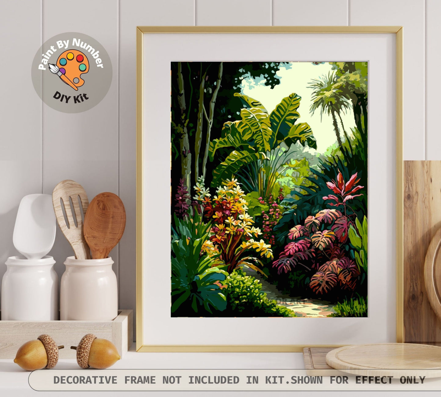 Tropical Forest PAINT by NUMBER Kit for Adults , Vibrant Foliage Painting, Easy Adult Hobby DIY Kit , Canvas Wall Art Decor , Gift for Mom