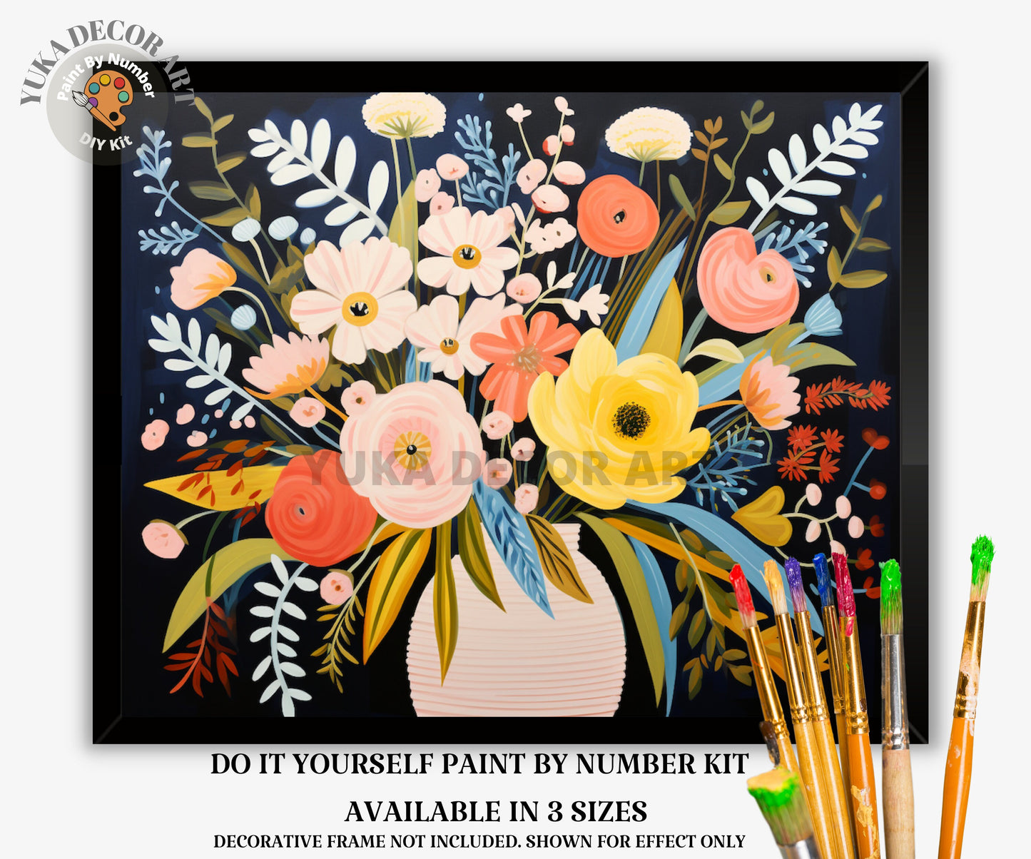Flowers PAINT by NUMBERS Diy Kit Adults Still Life Bouquet DIY Painting Easy Beginners  Kit Wall Art  Christmas Gift For Her Wife Girlfriend