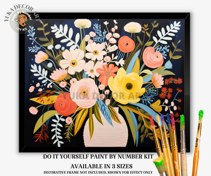 Flowers PAINT by NUMBERS Diy Kit Adults Still Life Bouquet DIY Painting Easy Beginners  Kit Wall Art  Christmas Gift For Her Wife Girlfriend