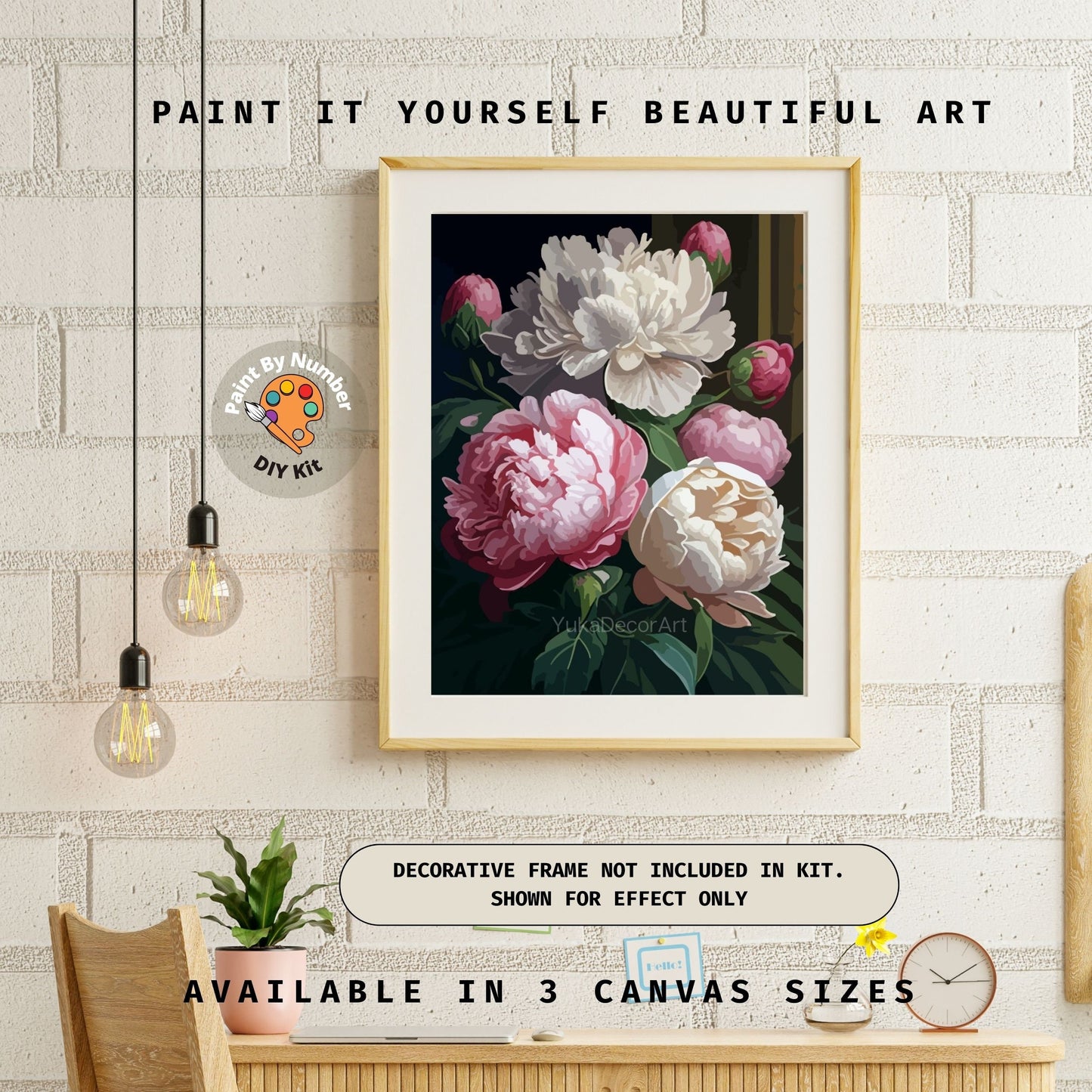 Paint by Numbers Kit Adult Pink Peonies Flowers Easy Beginner Painting Kit Anniversary Mother's Day Personalised Gift For Mom Grandma Aunt