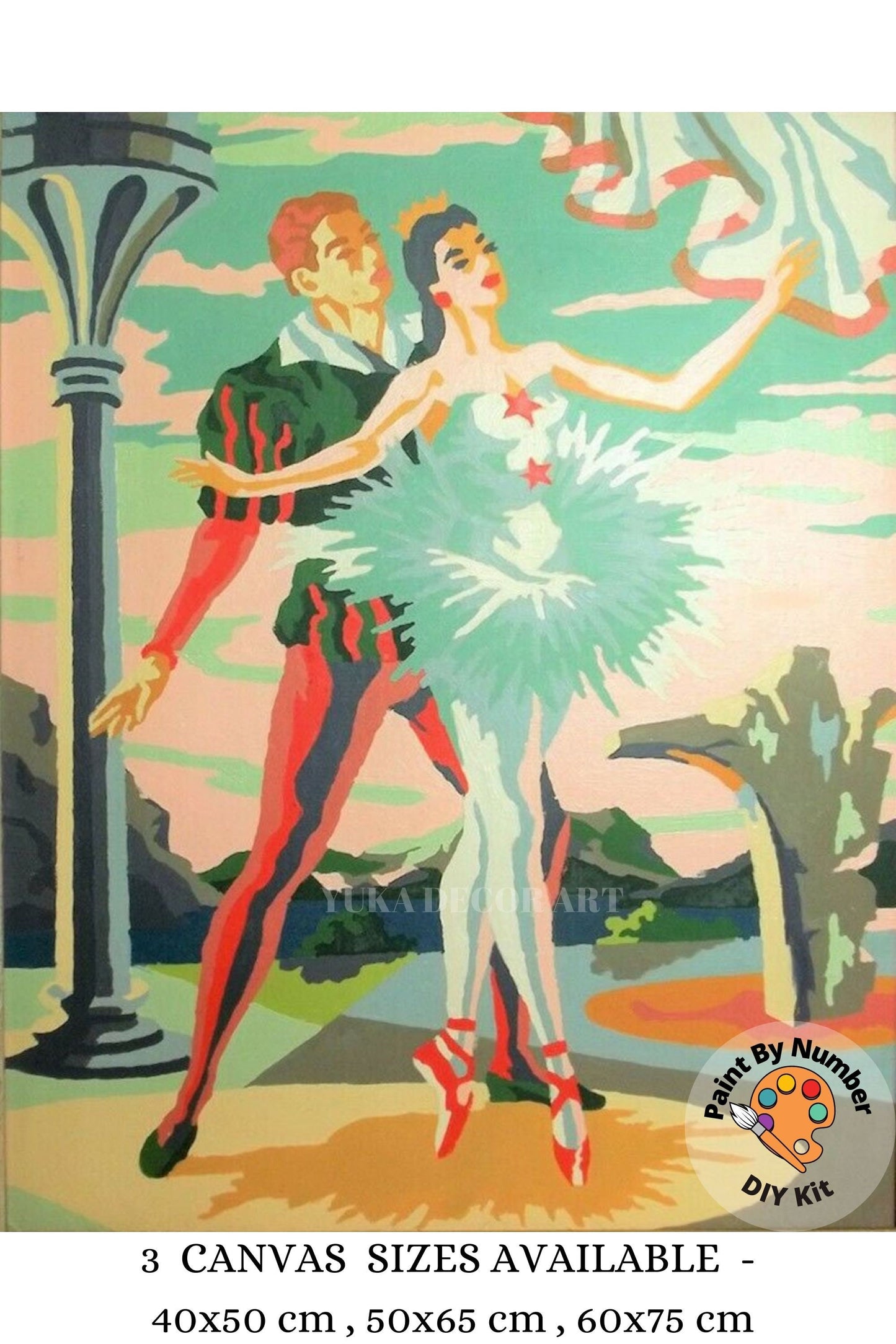 Vintage Paint By Number Set of 2,Flamenco  Dancer Couple, Gift for Mom Grandmom, Vintage Wall Art