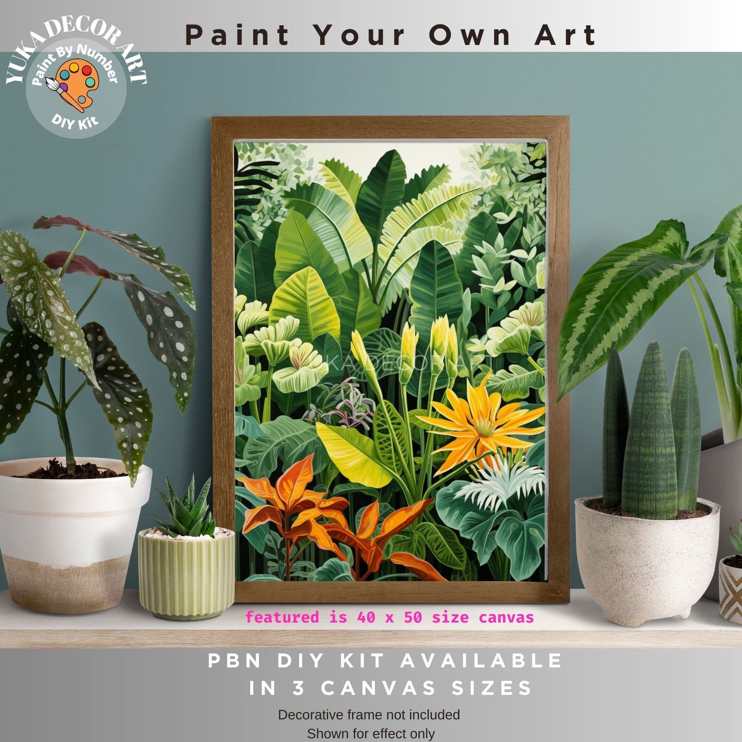 Tropical Jungle PAINT by NUMBERS DIY Kit Adult  Lush Foliage Wall Art Easy Beginner Oil Painting Study Room Decor Custom Gift Mom Girlfriend