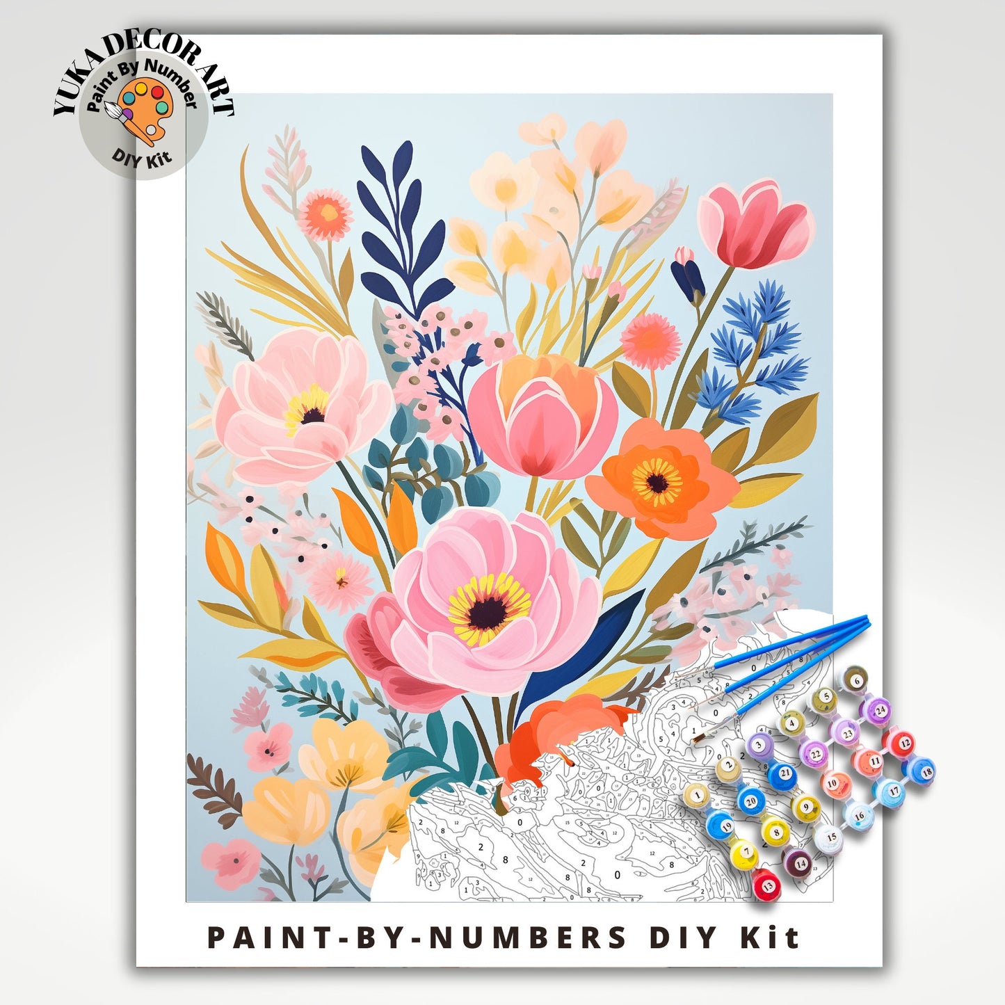 Wildflowers PAINT by NUMBER Kit Adults Spring Flower Garden DIY Painting Easy Beginners Painting Kit Wall Art Summer Hobby Gift Teenager
