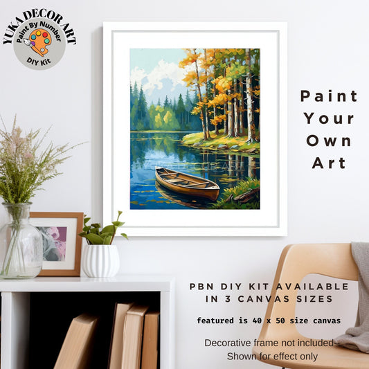 Fall Trees PAINT by NUMBER Kit Adult Painting DIY by Numbers Craft Set Easy Beginners Acrylic Paint Kit Rustic Holiday Cabin Wall Decor Gift