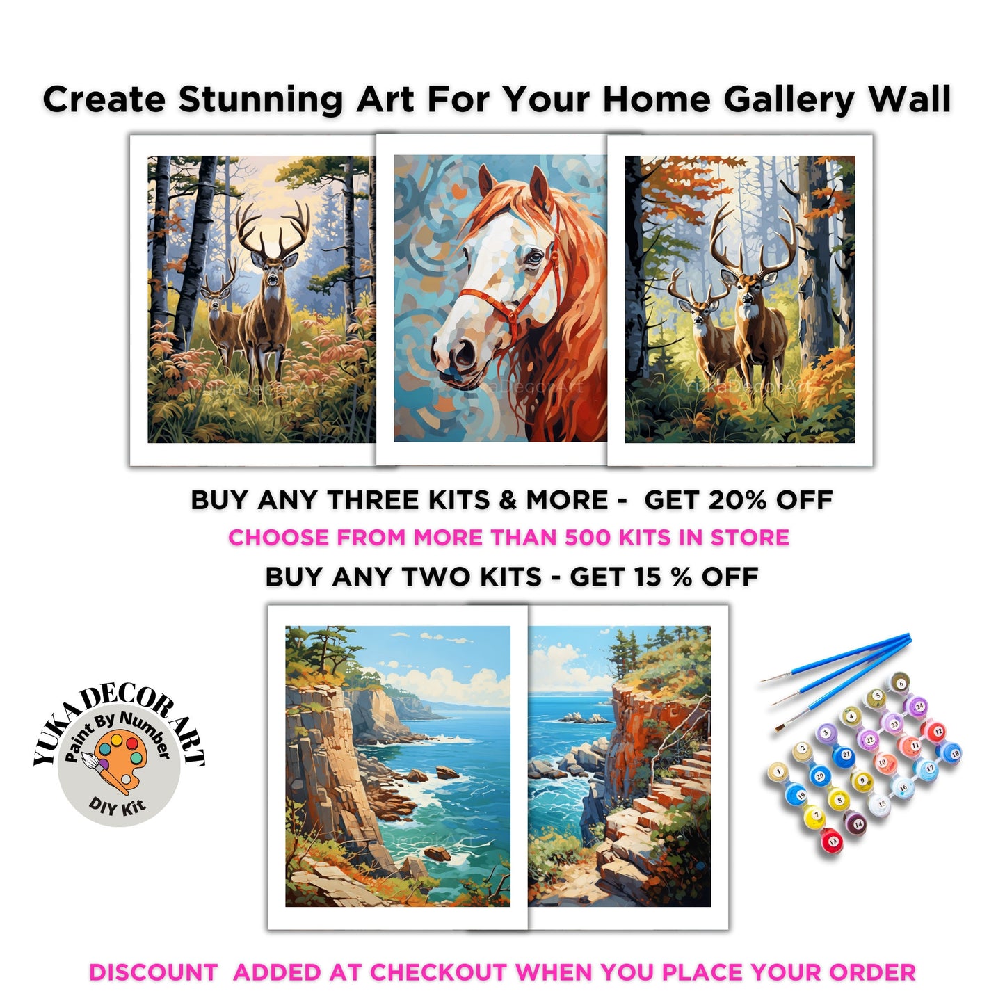 Antlers PAINT by NUMBER Kit DIY Adult Mountain Forest Fall Season Art Easy Beginner Oil Painting Kits Home Decor Christmas Gift For Mom Dad