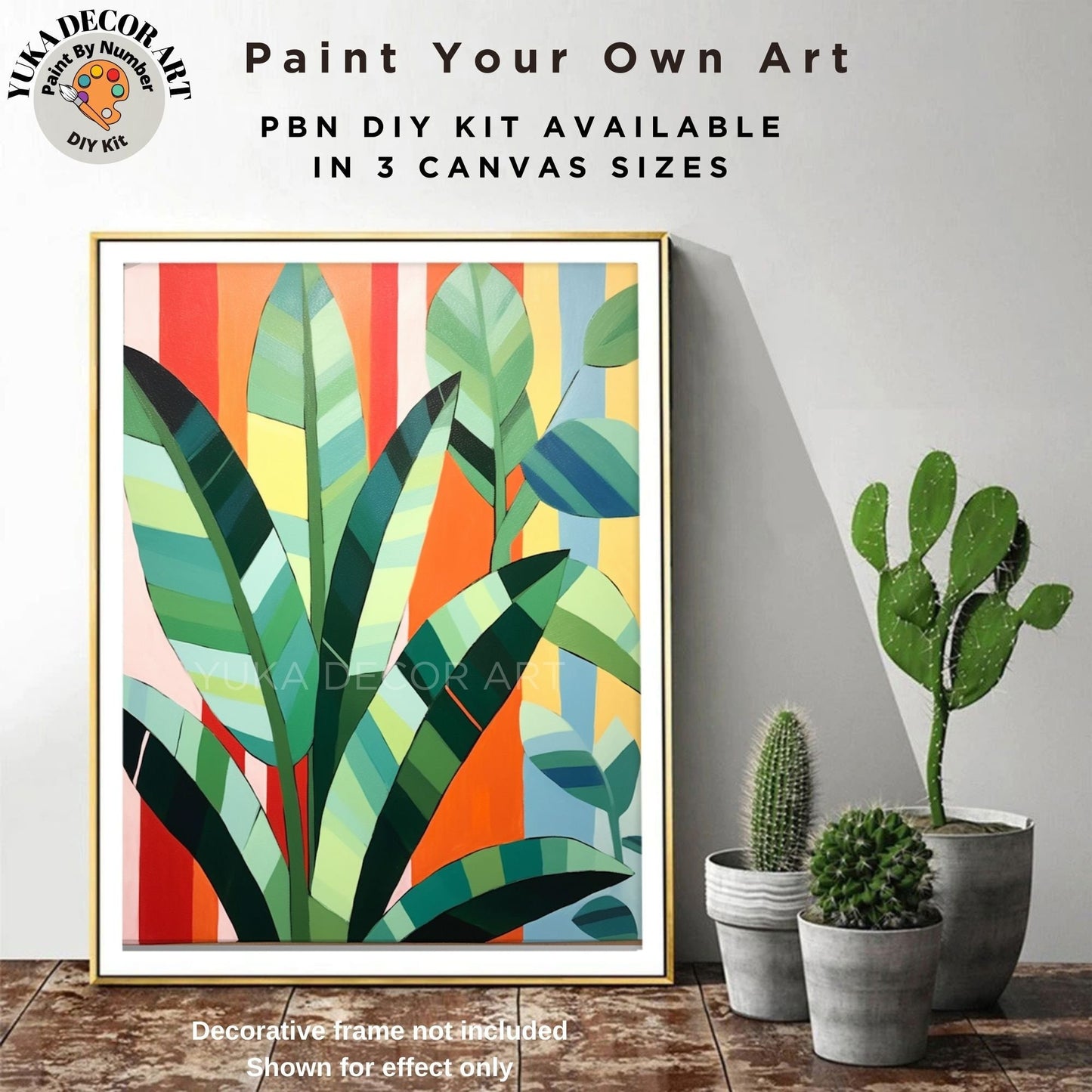 Leaves PAINT by NUMBER Kit for Adults , Garden Foliage Painting,Easy Beginners  Paint DIY Kit ,Living Bedroom Wall Art Decor