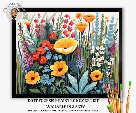 Cottagecore PAINT by NUMBERS Kit Adults Spring Flower Garden DIY Painting Easy Beginners Hobby Kit Wall Art Housewarming Gift Girlfriend Mom