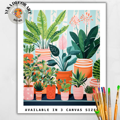 House Plants PAINT by NUMBERS Kit for Adults Minimalistic Chic DIY Painting Easy Beginners Hobby Painting Kit Wall Art Gift Mum Plant Lover