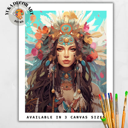 Boho Girl Floral PAINT by NUMBERS DIY Kit For Adults Easy Beginner's Painting Kit Decor Wall Art Gift For Wife Girlfriend | Code: WO2307101