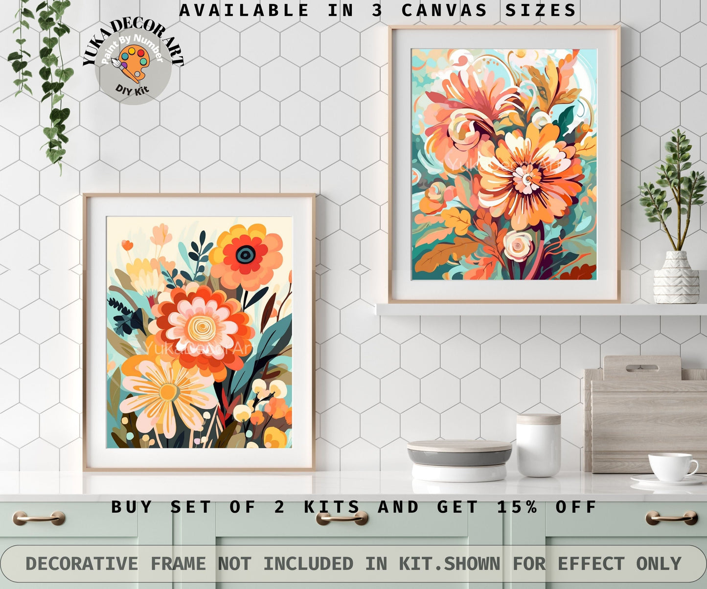 Flowers PAINT by NUMBER Kit for Adults Spring Flowers Painting Easy Beginners Acrylic Paint DIY Kit Wall Art Teen Bday Gift