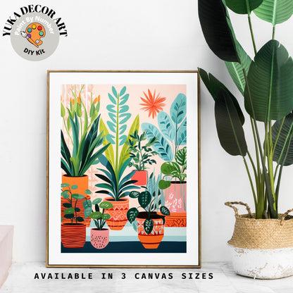 Indoor Plants PAINT by NUMBERS Kit For Adults Minimalist Chic DIY Easy Beginners Painting Kit Wall Art Gift Girlfriend Mom