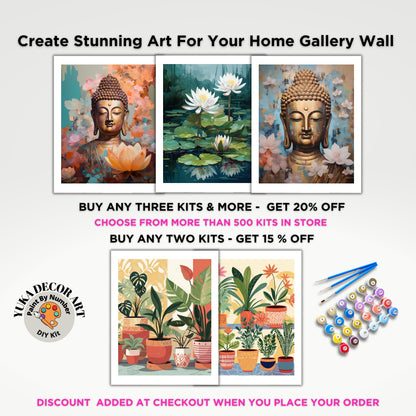 PAINT by NUMBERS Kit For Adults  Buddha Gold Statue Pink Lotus Flower DIY Acrylic Painting Kit Zen Meditation Chakra Yoga Studio Decor Gift