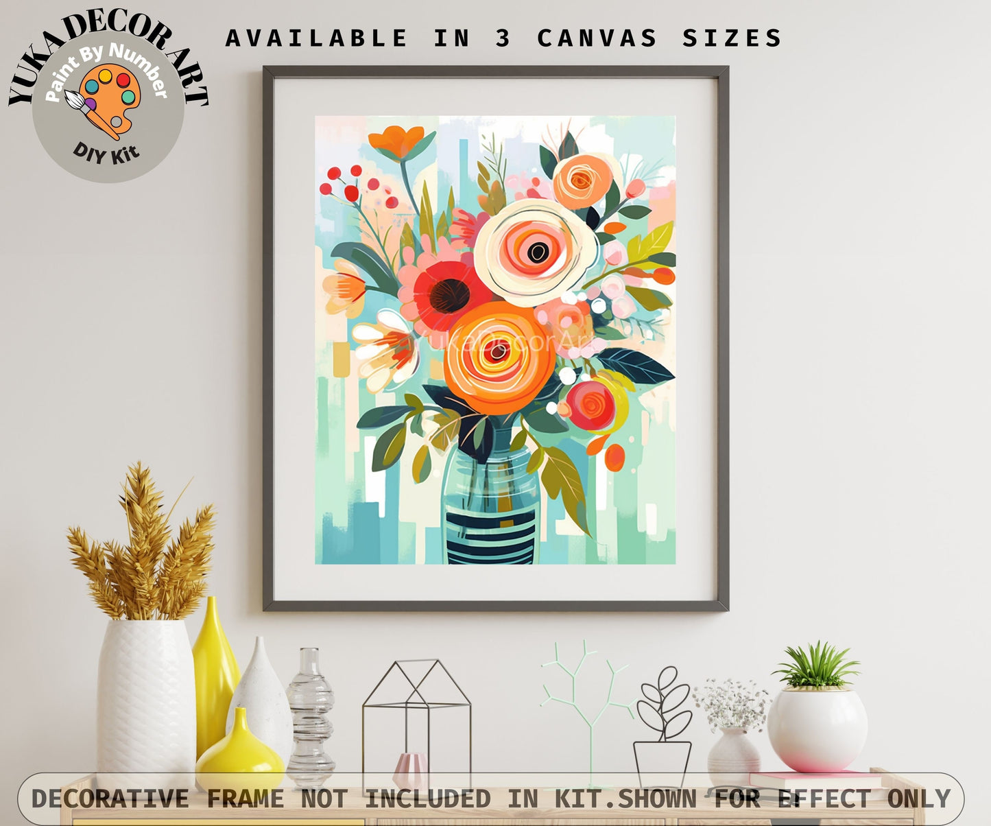 Flower Vase PAINT by NUMBER Kit for Adults Spring Flowers Painting Easy Beginners Acrylic Paint DIY Kit Gift For Girlfriend