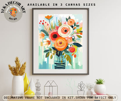 Flower Vase PAINT by NUMBER Kit for Adults Spring Flowers Painting Easy Beginners Acrylic Paint DIY Kit Gift For Girlfriend