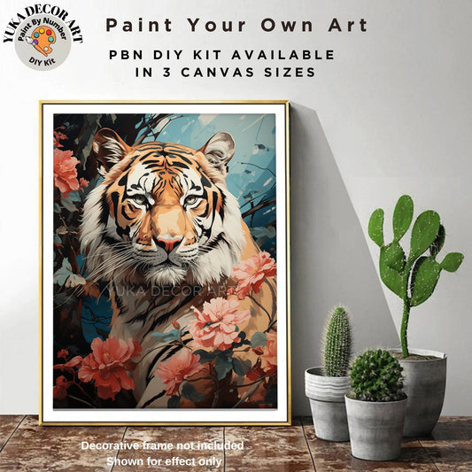 Wild Animal Tiger PAINT by NUMBERS DIY Kit Adult Tropical Jungle Wall Art Easy Beginner Oil Painting Study Room Decor Custom Gift Granddad