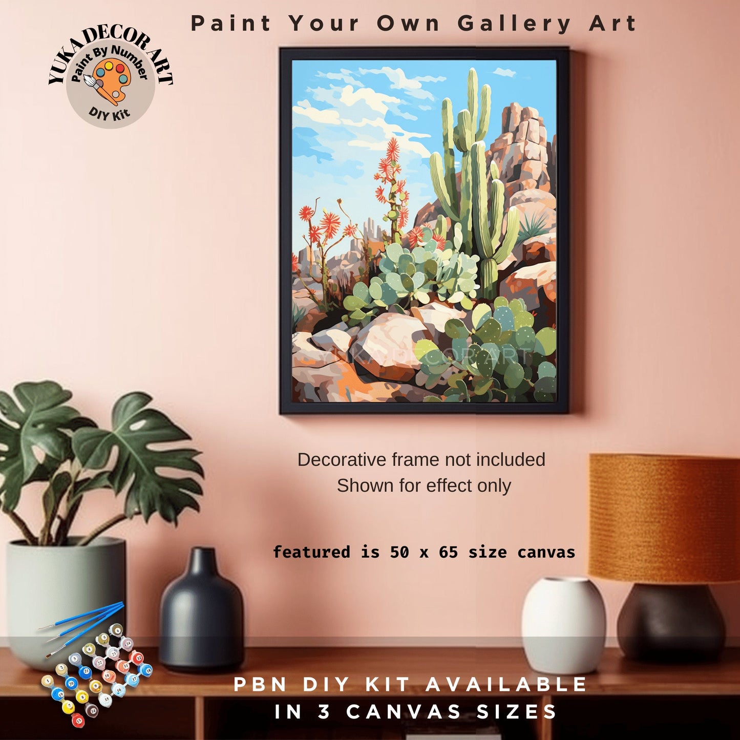 Cactus PAINT by NUMBER Kit Adult SouthWestern Landscape Painting Easy Beginners DIY Painting Kit Housewarming Gift for Mom