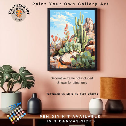 Cactus PAINT by NUMBER Kit Adult SouthWestern Landscape Painting Easy Beginners DIY Painting Kit Housewarming Gift for Mom