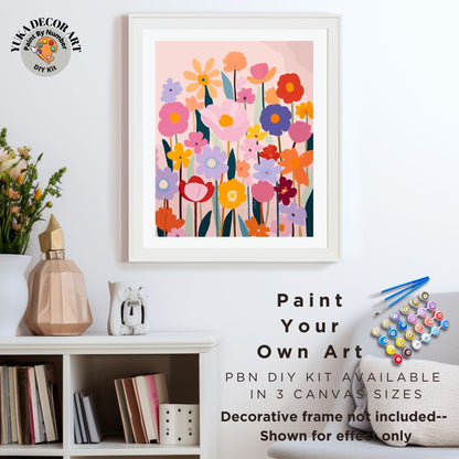 Modern PAINT by NUMBERS Kit Adults Garden Wild Flowers Floral DIY Painting Colorful Easy Beginners Hobby Kit Wall Art Gift