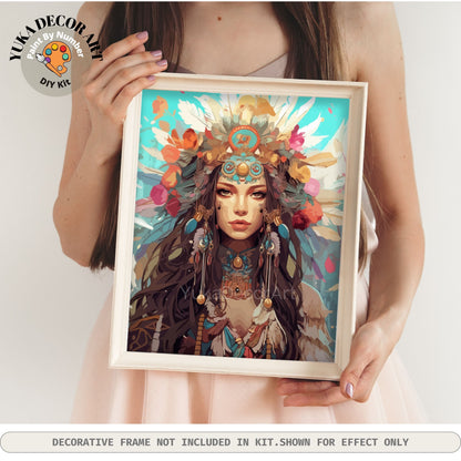 Boho Girl Floral PAINT by NUMBERS DIY Kit For Adults Easy Beginner's Painting Kit Decor Wall Art Gift For Wife Girlfriend | Code: WO2307101