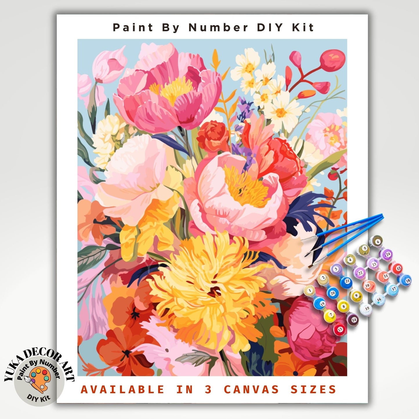 Flowers PAINT by NUMBER Kit for Adults ,Wildflowers Bloom Garden DIY Painting Chic Floral Easy Beginners Paint Hobby Kit Wall Decor Art Gift