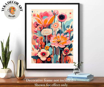 Boho Modern PAINT by NUMBER Kit for Adults  Garden Flowers DIY Painting Easy Beginners Acrylic Paint Kit Wall Art Mom Gift