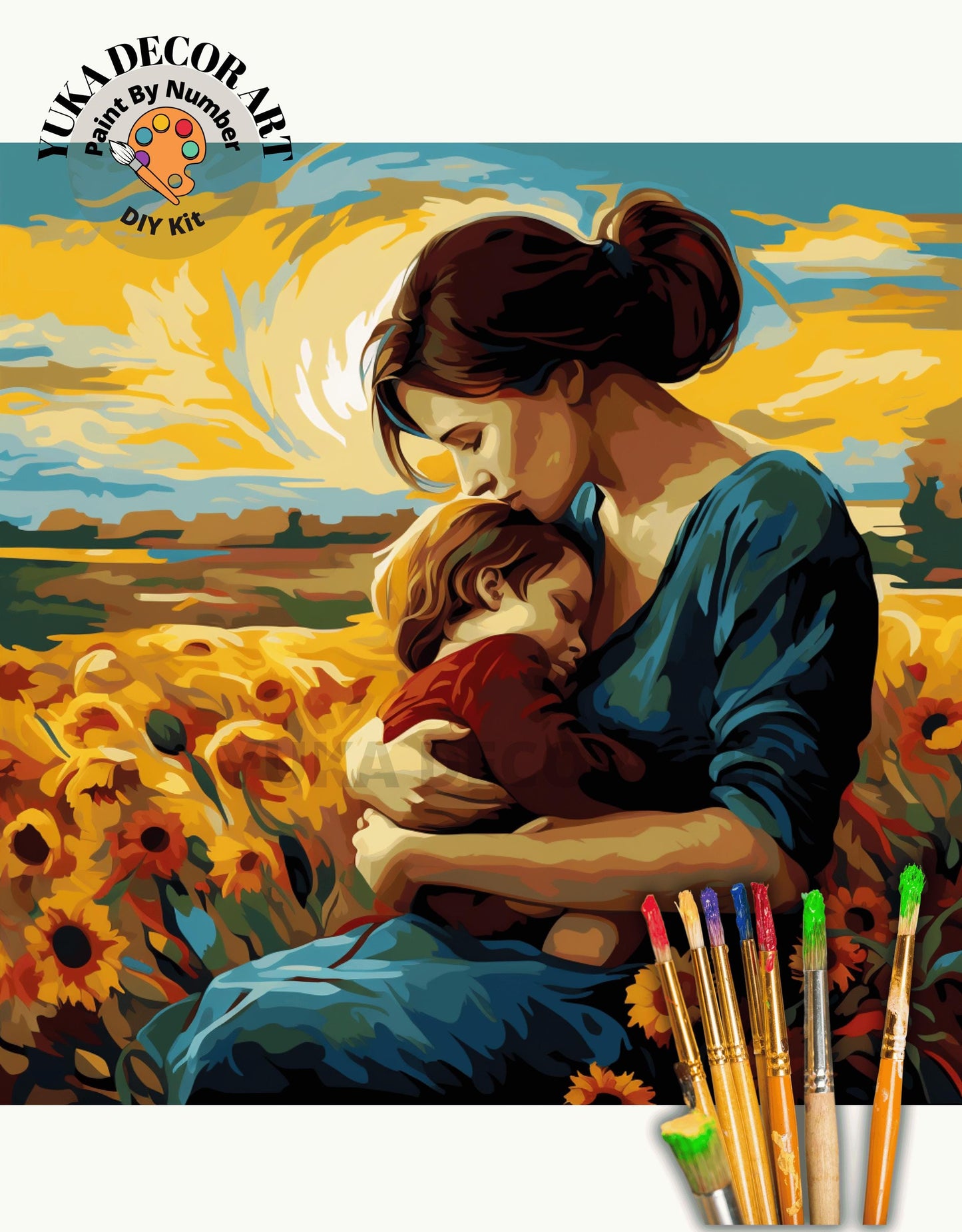 Sunflower PAINT by NUMBER Kit Adult, Woman And Child Portrait Art ,Easy Beginner Acrylic Diy Painting | Gift for Wife Girlfriend Mom Grandma