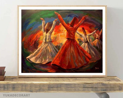 Paint by Numbers DIY Kit for Adults ,Abstract Rumi Whirling Dervish Dance ,Colorful Portrait, Easy Beginner's Acrylic Painting Wall Art Gift