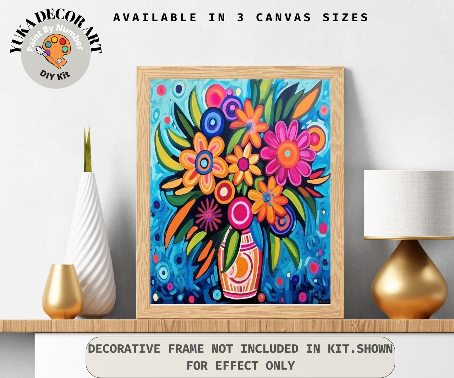 Flower Vase PAINT by NUMBER Kit for Adults Spring Flowers Painting,Easy Beginners Acrylic Paint DIY Kit Wall Art Decor Gift