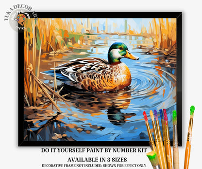 Dabbling Duck PAINT by NUMBERS Kit Adult Painting DIY by Numbers Easy Beginners Birthday Gift For Her Wife Grandma Vintage Style Wall Art
