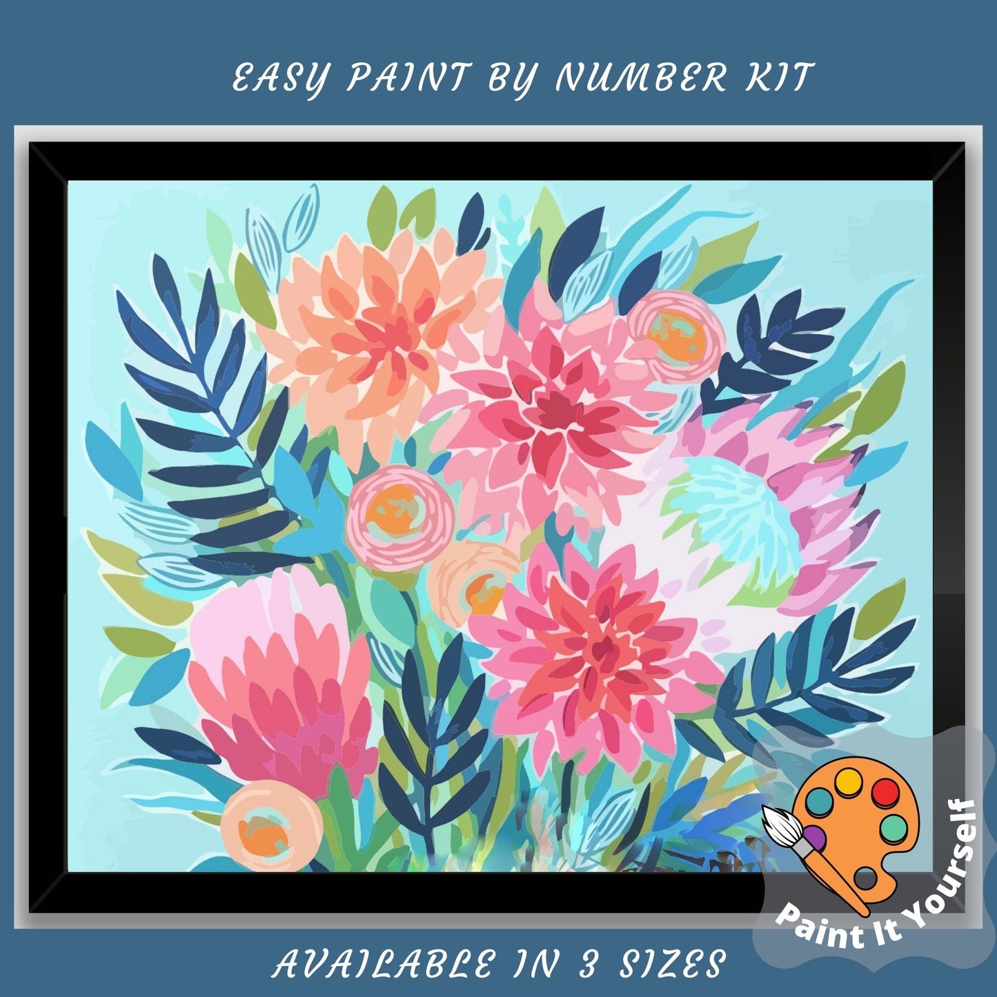 Abstract Flowers PAINT by NUMBER Kit for Adults ,Garden Bouquet Plants,Easy DIY Beginners Acrylic Paint Kit ,Living Bedroom Wall Art Decor