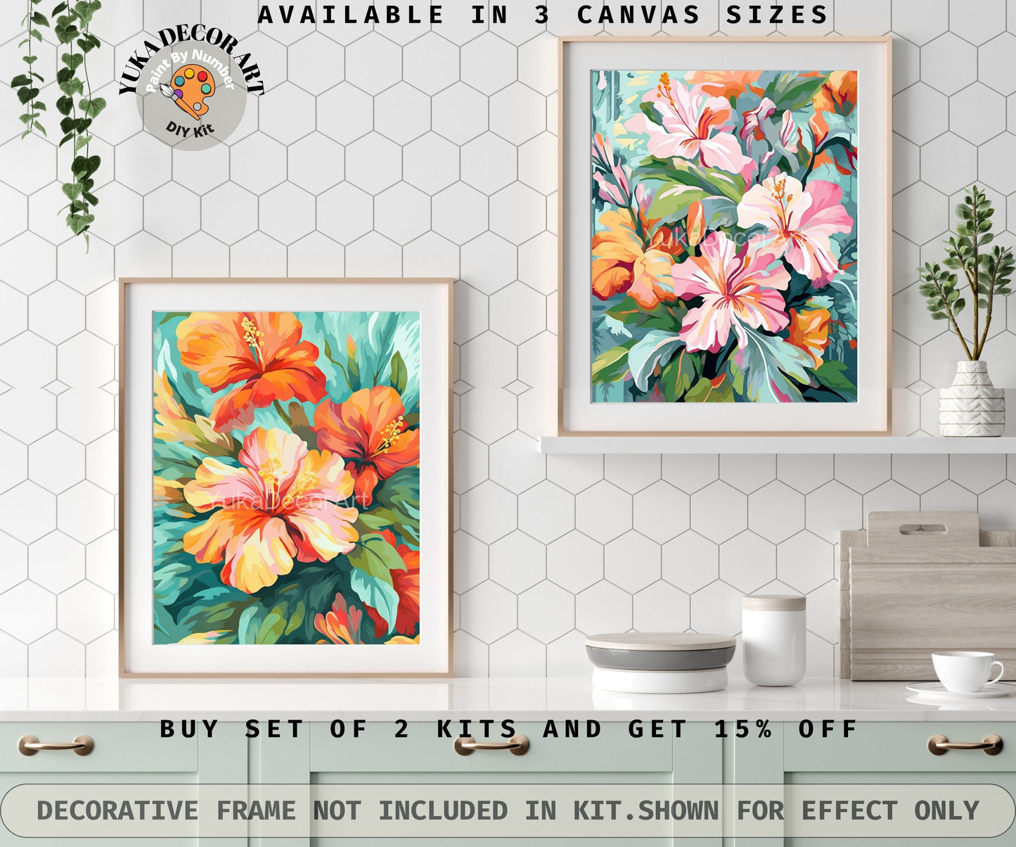 Floral PAINT by NUMBER Kit for Adults Garden Flowers DIY Painting Easy Beginners Acrylic Paint Kit Wall Art Decor Mom Gift