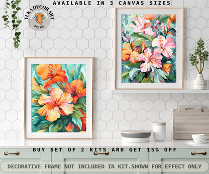 Floral PAINT by NUMBER Kit for Adults Garden Flowers DIY Painting Easy Beginners Acrylic Paint Kit Wall Art Decor Mom Gift