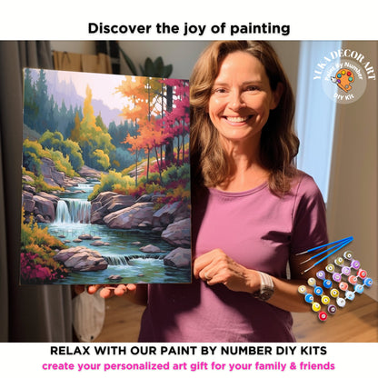 Forest Landscape PAINT by NUMBER Kit Adult DIY Numbers Painting Vintage Craft Set Easy Beginners Painting Birthday Gift For Mom Girlfriend
